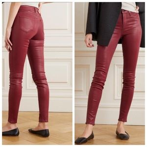 L’AGENCE Margot Skinny High Rise Jeans Redstone Coated Women’s Size 28 New